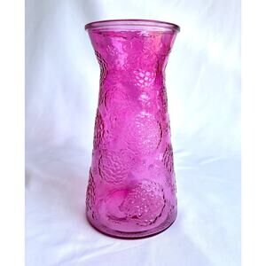 Vintage Pink Glass Vase 10 inch Flower Design Acorn Logo